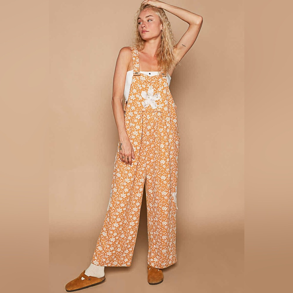 POL Floral Mustard Jumpsuit